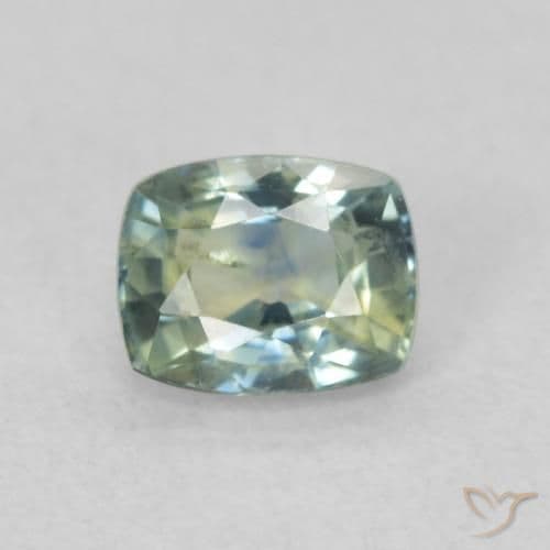 0.62ct Greenish Blue Sapphire, Cushion Cut, 5.1x4.1 mm