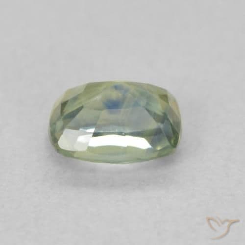 0.62ct Greenish Blue Sapphire, Cushion Cut, 5.1x4.1 mm