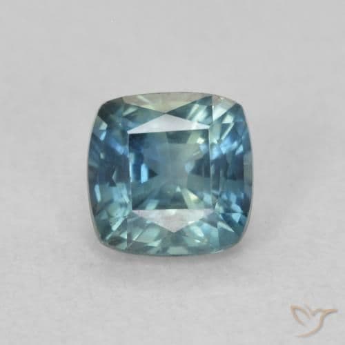 0.68ct Natural Teal Sapphire, Cushion Cut, 4.6x4.6 mm