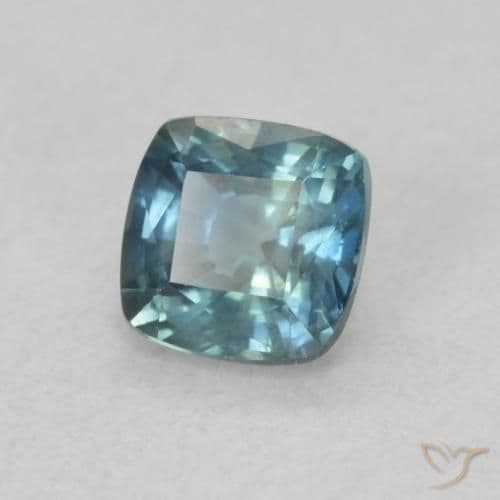 0.68ct Natural Teal Sapphire, Cushion Cut, 4.6x4.6 mm