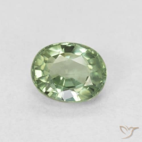 0.56ct Natural Light Sage Green Sapphire, Oval Cut, 5.1x4 mm