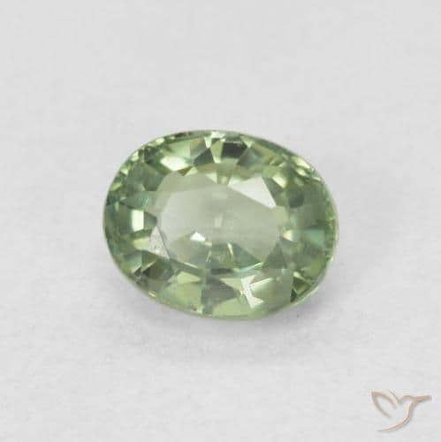 0.56ct Natural Light Sage Green Sapphire, Oval Cut, 5.1x4 mm