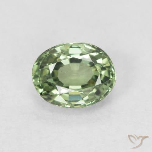 0.59ct Medium Light Green Sapphire, Oval Cut, 5.2x4.1 mm