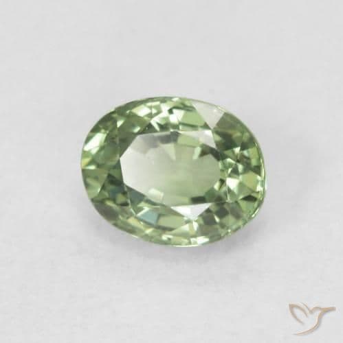 0.59ct Medium Light Green Sapphire, Oval Cut, 5.2x4.1 mm