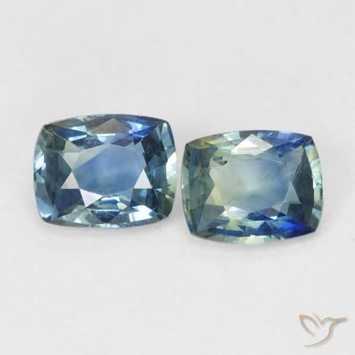 1.31ct Medium Blue Green Sapphire, Cushion Cut, 4.7x4.5 mm