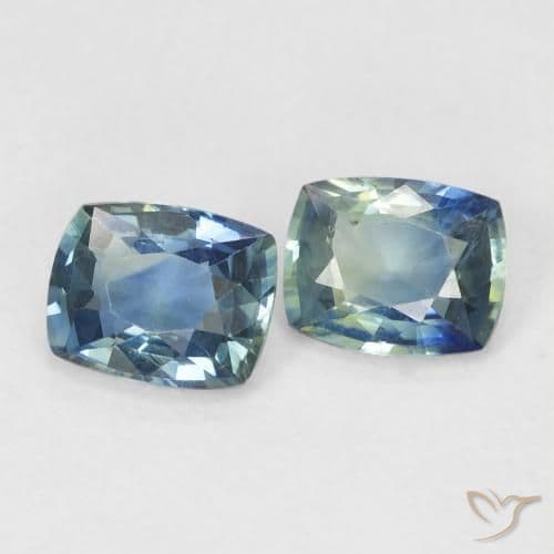 1.31ct Medium Blue Green Sapphire, Cushion Cut, 4.7x4.5 mm