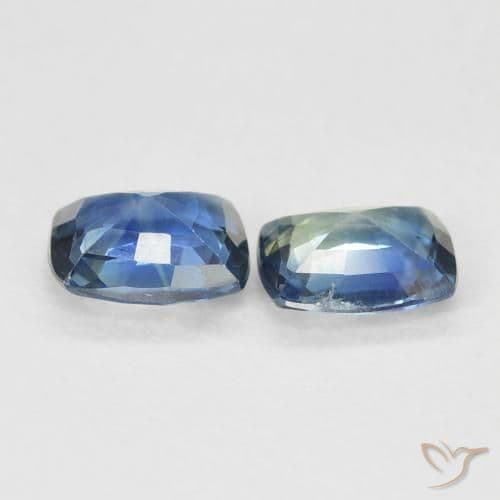 1.31ct Medium Blue Green Sapphire, Cushion Cut, 4.7x4.5 mm
