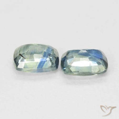 1.45ct Natural Blue-Green Sapphire, Cushion Cut, 5.6x4.6 mm