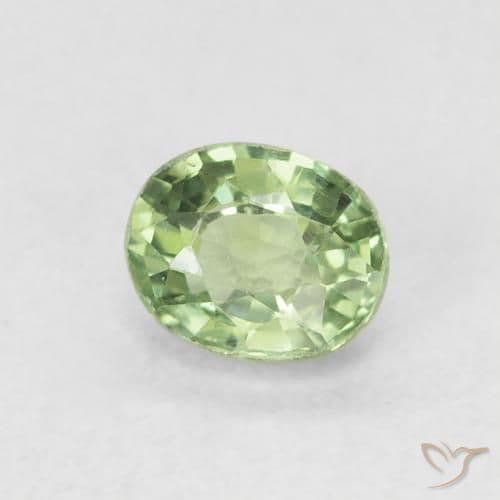 0.63ct Very Light Sage Green Sapphire, Oval Cut, 5.2x4.2 mm