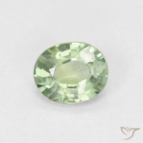 0.46ct Very Light Sage Green Sapphire, Oval Cut, 5.1x4.2 mm