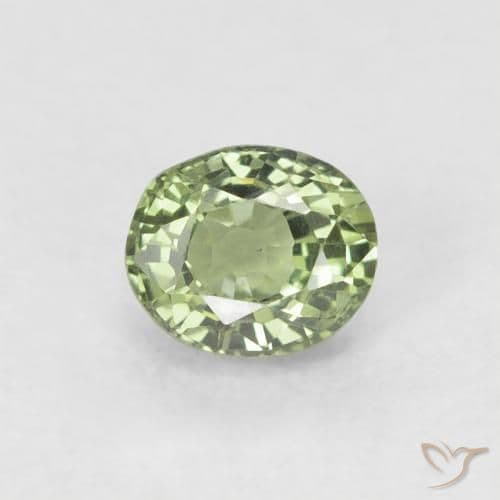 0.63ct Very Light Green Sapphire, Oval Cut, 4.9x4.2 mm
