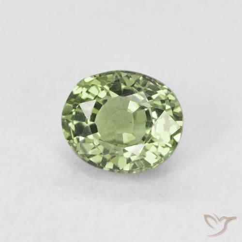 0.63ct Very Light Green Sapphire, Oval Cut, 4.9x4.2 mm
