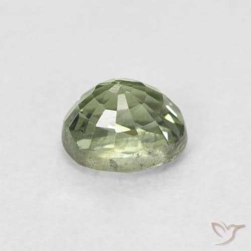 0.63ct Very Light Green Sapphire, Oval Cut, 4.9x4.2 mm