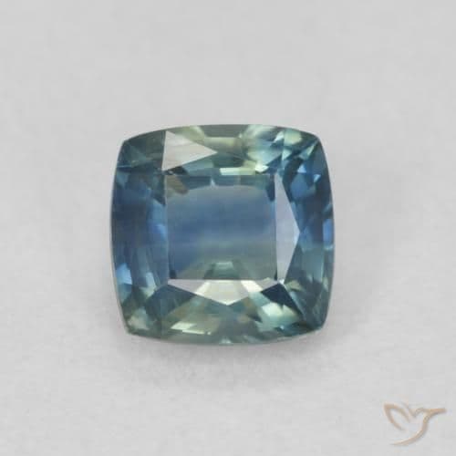 0.58ct Natural Teal Sapphire, Cushion Cut, 4.6x4.5 mm