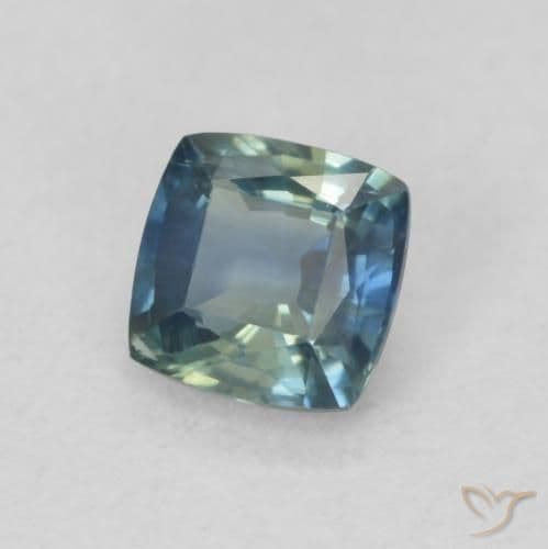 0.58ct Natural Teal Sapphire, Cushion Cut, 4.6x4.5 mm