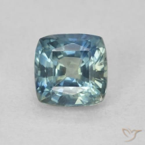 0.74ct Natural Teal Sapphire, Cushion Cut, 4.7x4.7 mm