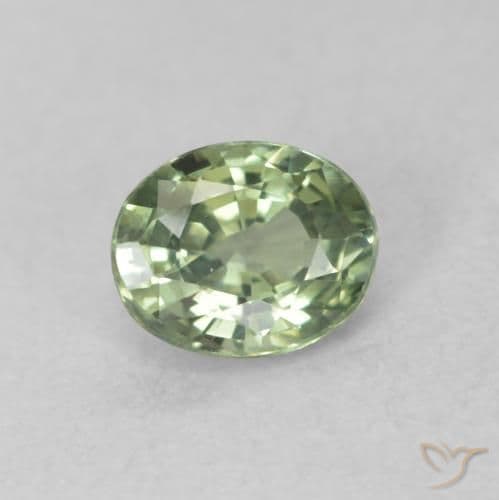 0.54ct Medium Light-Green Sapphire, Oval Cut, 5.1x4.1 mm