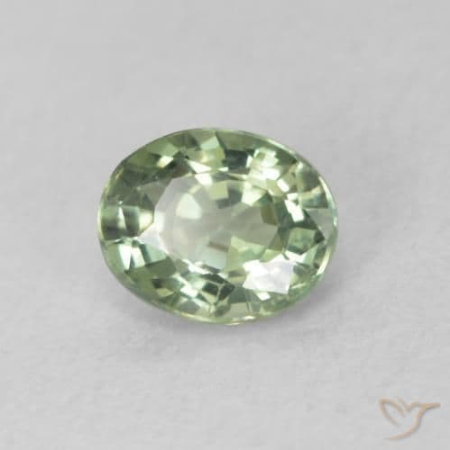 0.54ct Medium Light-Green Sapphire, Oval Cut, 5.1x4.1 mm