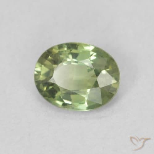 0.47ct Natural Pear Green Sapphire, Oval Cut, 5.3x4.2 mm