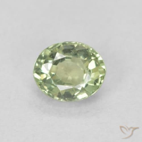 0.51ct Light Sage Green Sapphire, Oval Cut, 4.7x3.9 mm