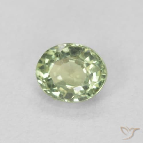0.51ct Light Sage Green Sapphire, Oval Cut, 4.7x3.9 mm