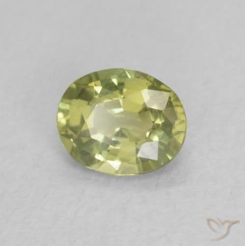 0.44ct Natural Yellow Green Sapphire, Oval Cut, 5.1x4.1 mm