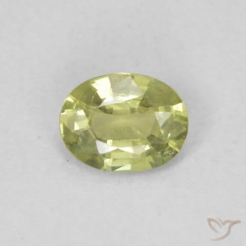 0.34ct Natural Yellow Green Sapphire, Oval Cut, 5x3.8 mm