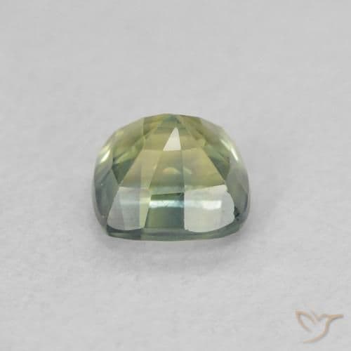 0.54ct Medium Green Sapphire, Cushion Cut, 4.3x4.2 mm