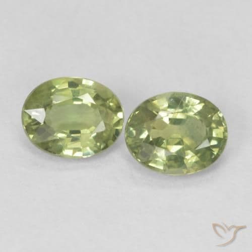 0.77ct Yellowish Green Sapphire, Oval Cut, 4.9x3.9 mm