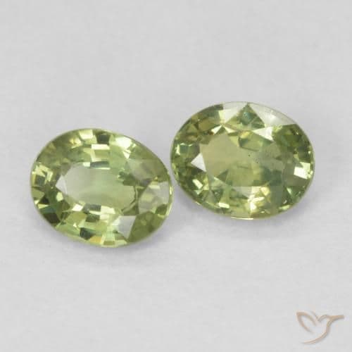 0.77ct Yellowish Green Sapphire, Oval Cut, 4.9x3.9 mm