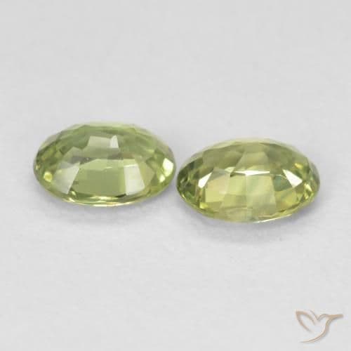 0.77ct Yellowish Green Sapphire, Oval Cut, 4.9x3.9 mm