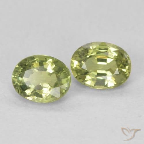 0.87ct Natural Yellowish Green Sapphire, Oval Cut, 5x3.9 mm