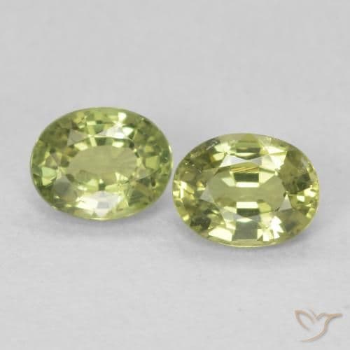 0.87ct Natural Yellowish Green Sapphire, Oval Cut, 5x3.9 mm