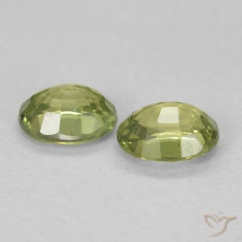 0.87ct Natural Yellowish Green Sapphire, Oval Cut, 5x3.9 mm