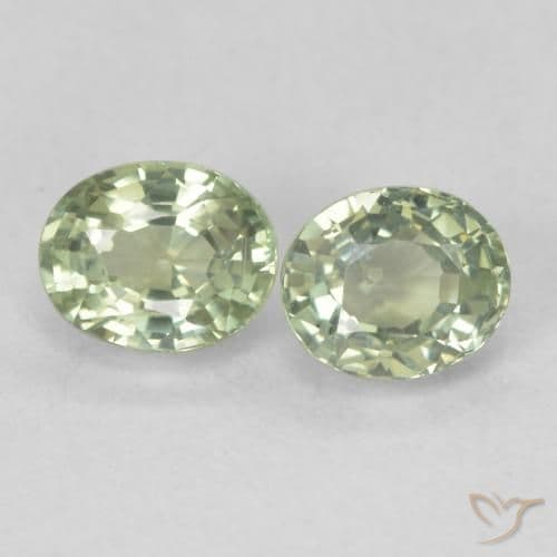 1.23ct Pale Pear Green Sapphire, Oval Cut, 5.1x4.1 mm