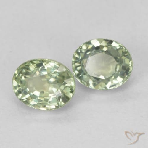 1.23ct Pale Pear Green Sapphire, Oval Cut, 5.1x4.1 mm