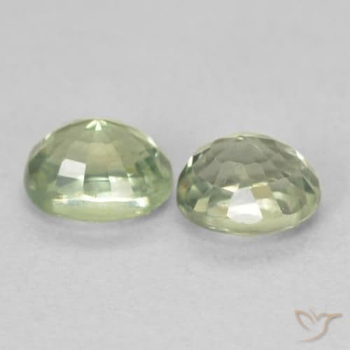 1.23ct Pale Pear Green Sapphire, Oval Cut, 5.1x4.1 mm