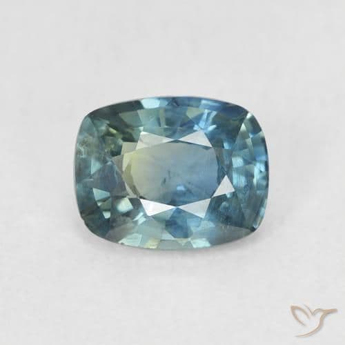 0.79ct Natural Teal Sapphire, Cushion Cut, 6x4.9 mm
