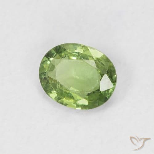 0.41ct Natural Pear Green Sapphire, Oval Cut, 5.1x4.1 mm