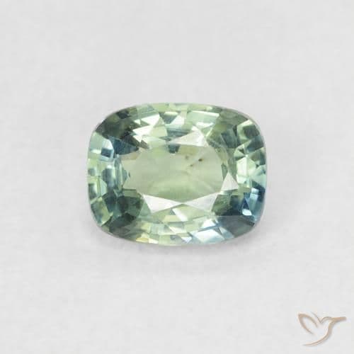 0.60ct Medium Blue Green Sapphire, Cushion Cut, 5.2x4.2 mm