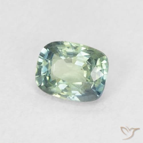 0.60ct Medium Blue Green Sapphire, Cushion Cut, 5.2x4.2 mm
