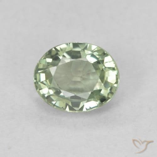 0.59ct Natural Pale Green Sapphire, Oval Cut, 5x4.1 mm