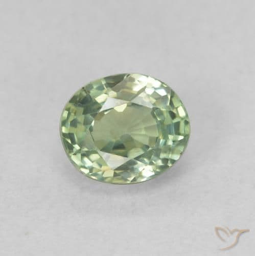 0.60ct Natural Light Green Sapphire, Oval Cut, 4.8x4.1 mm