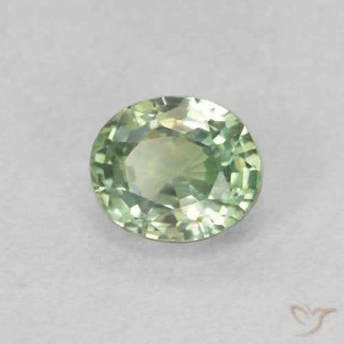 0.60ct Natural Light Green Sapphire, Oval Cut, 4.8x4.1 mm