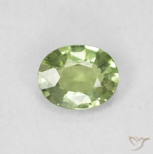 0.39ct Natural Warm Green Sapphire, Oval Cut, 5x4 mm
