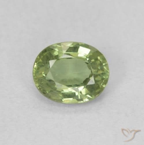 0.45ct Natural Warm Green Sapphire, Oval Cut, 5x3 mm