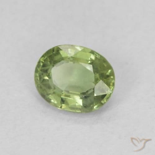 0.45ct Natural Warm Green Sapphire, Oval Cut, 5x3 mm