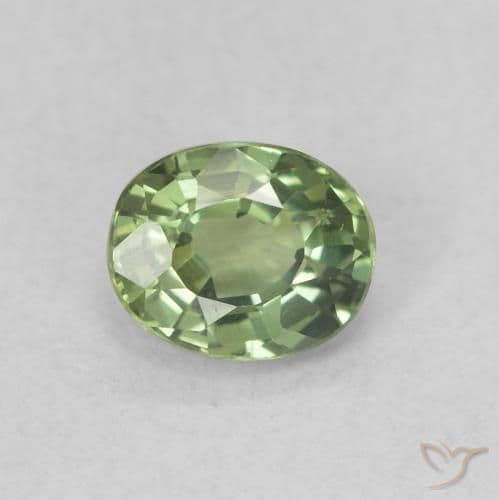 0.56ct Light Sage Green Sapphire, Oval Cut, 5.1x4.1 mm