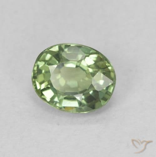 0.56ct Light Sage Green Sapphire, Oval Cut, 5.1x4.1 mm
