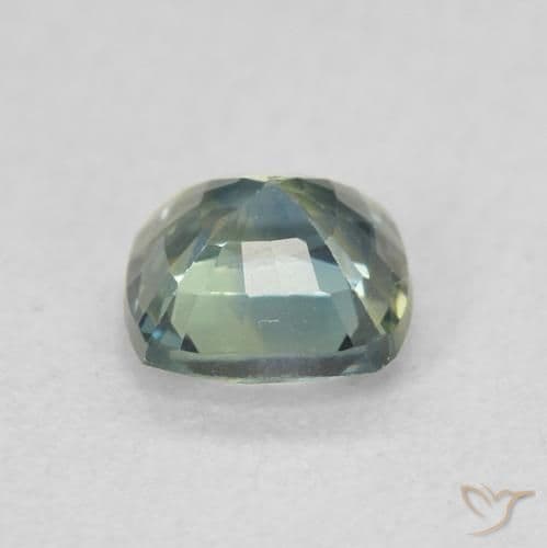 0.77ct Natural Blue-Green Sapphire, Cushion Cut, 5.1x5 mm